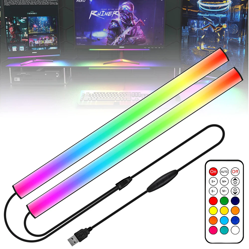 Barra de luz para debajo del Monitor, señal de neón ambiental RGB Dreamcolor con control remoto para decoración de sala de juegos, lámpara de