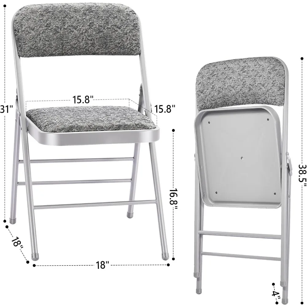 Commercial Grade Fabric Cushioned Folding Chairs, 4-Pack with Padded Seats and Backs for Heavy Use, Ideal for Hospitality and Ou