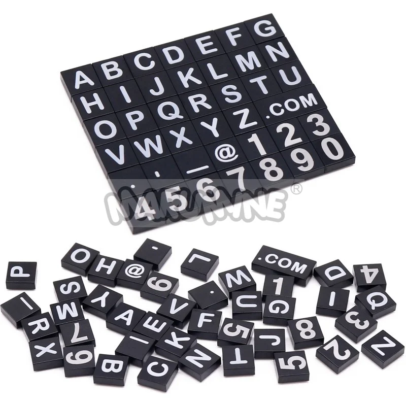 MARUMINE MOC Bouwstenen Onderdelen Set 1x1 Tegel met Afdrukken Alfabet & Nummer 3070 Compatibel DIY Gemonteerde Bakstenen Accessoires