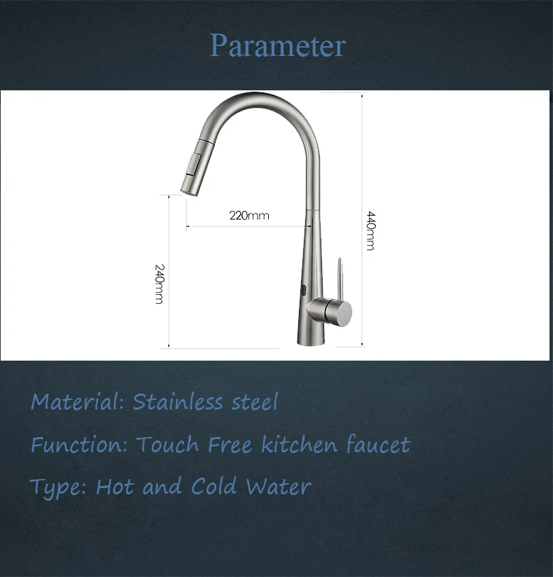 Stainless Steel AutoTouch Control Kitchen Faucets Smart Sensor Kitchen Mixer Touch Faucet for Kitchen Pull Out Sink Taps NL733