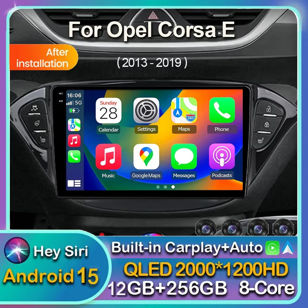 

Автомобильное радио Android 15 Carplay для Opel Corsa E 2015-2017 2018 2019 Opel Adam 2013-2016 Мультимедийный плеер Стерео WIFI + 4G BT DSP
