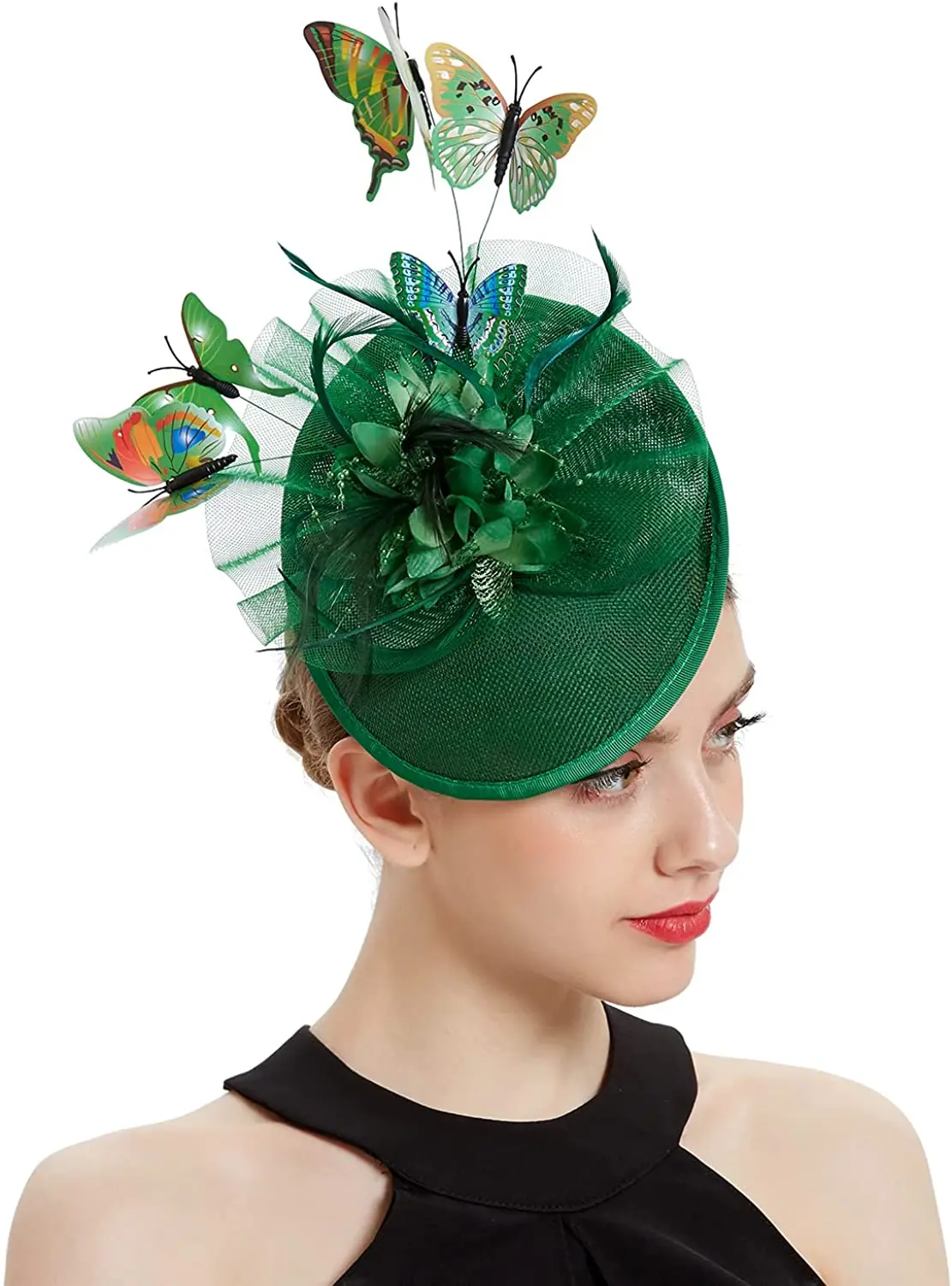 2024 Women Elegant Butterfly Fascinator Bride Fascinators Hat Tea Party Pillbox Hat Wedding Headband for Kentucky Derby