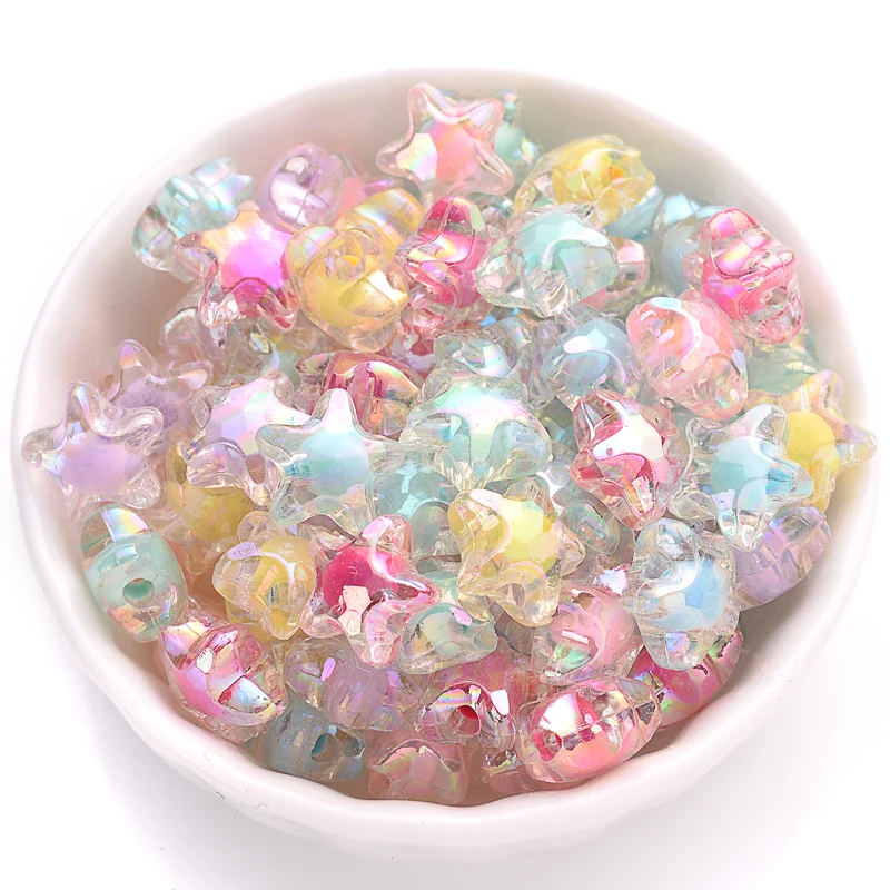 20 pcs/lot Lovely Transparent Star pentagram AB Candy Color Acrylic Spacer loose Beads in Beads For Jewelry Making DIY Necklace