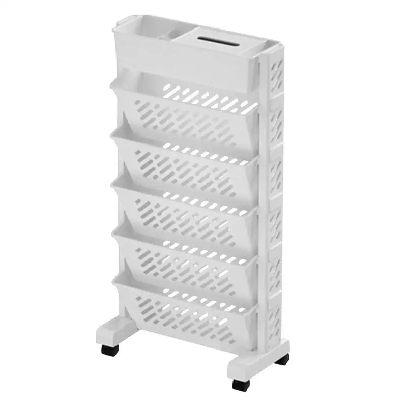 

5 Tier Mobile Bookshelf with Wheels Organizer Multi-functional Removable Tiered Rolling Cart Large Storage Rolling Utility