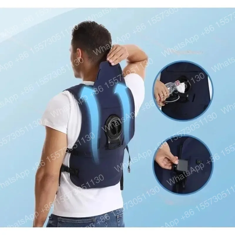 Cooling Vest for Men 4 Ice Packs Wearable AC Suit Summer Construction Motorcycle Heatstroke Prevention