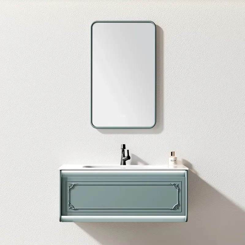 

Классический настенный шкаф для ванной комнаты, окрашенный из массива дерева, одинарный комод для ванной с зеркалом