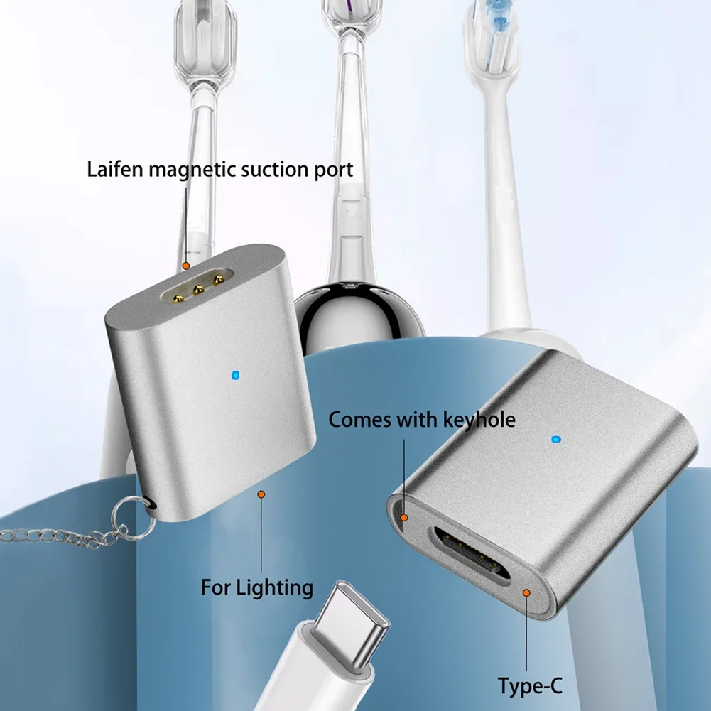 Type-C/8 Pin Female To Magnetic 3Pin Adapter USB C Adapter Converter Charger Cable Connector for Laifen Wave Electric Toothbrush