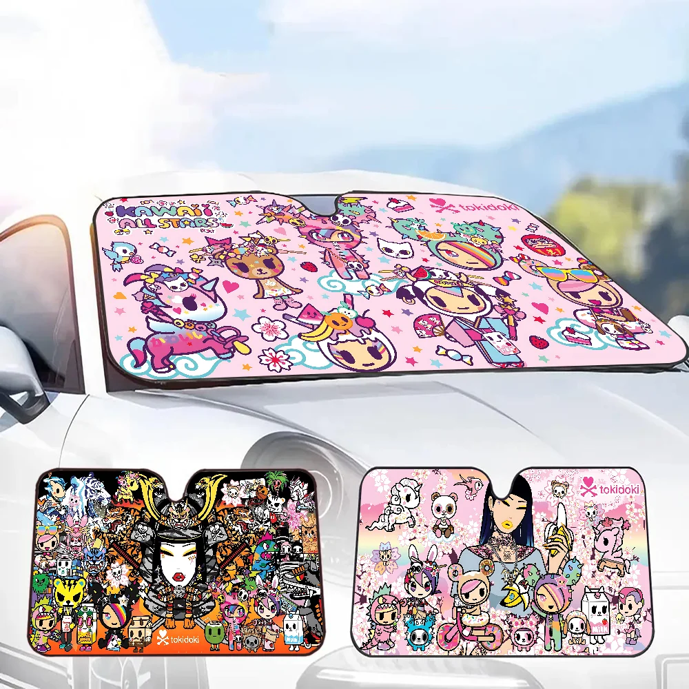 

Cartoon T-Tokidoki Novelty Car Front Windshield Sunshade 70x130cm Cartoon Foils Car Window Windscreen Cover