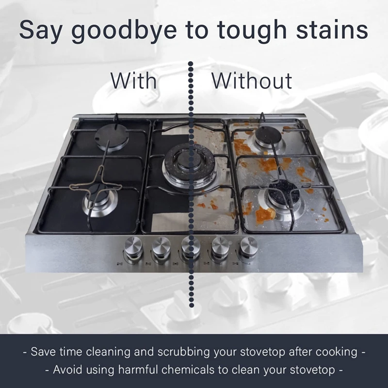 10 Pcs Stove Burner Covers Thickness 0.2Mm, Square Stove Burner Liner Cover ,Keeps Stovetop Clean Durable Easy Install