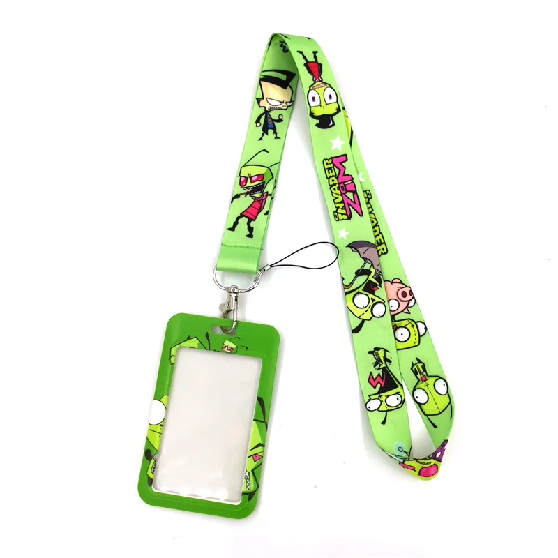 Invader Zim Art Cartoon Anime Fashion Lanyards Bus ID Name Work Card Holder Accessories Decorations Kids Gifts