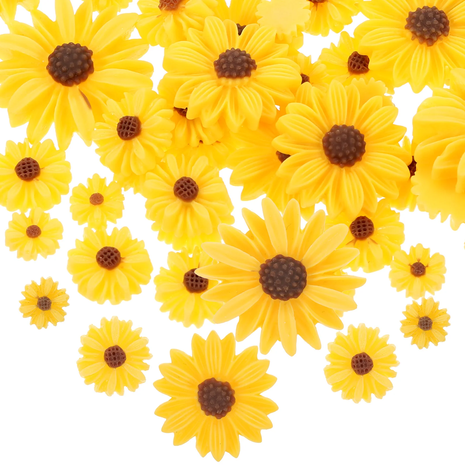 

60pcs Daisy Flower Diy Resin Charms Hairpin Phone Case Decorations Delicate Accessories For Wedding Bouquets Headbands Jewelry