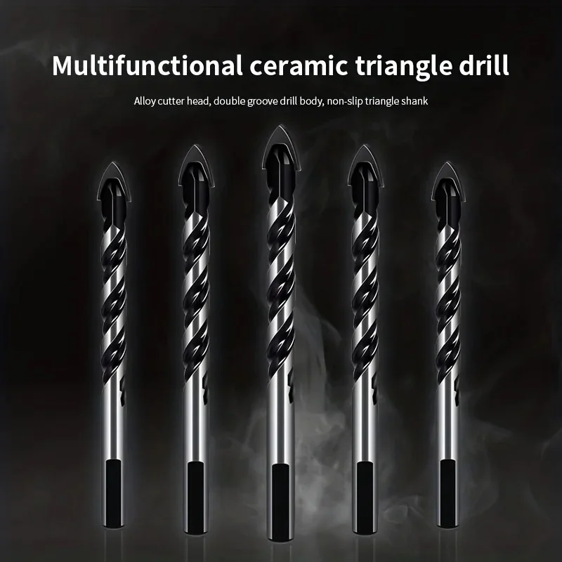 Cross Hexagonal Ceramic Tile Glass Cement Metal Ceramic Wood Plastic Hole Saw Triangular Alloy Drill Bit 5-Piece Set