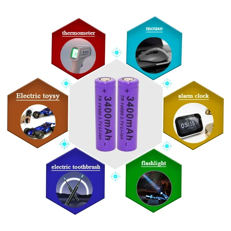 Batería recargable de iones de litio de gran capacidad, 14500 V, 3,7 mah, utilizada para cepillo de dientes eléctrico, maquinilla de afeitar, Barbero, 3400