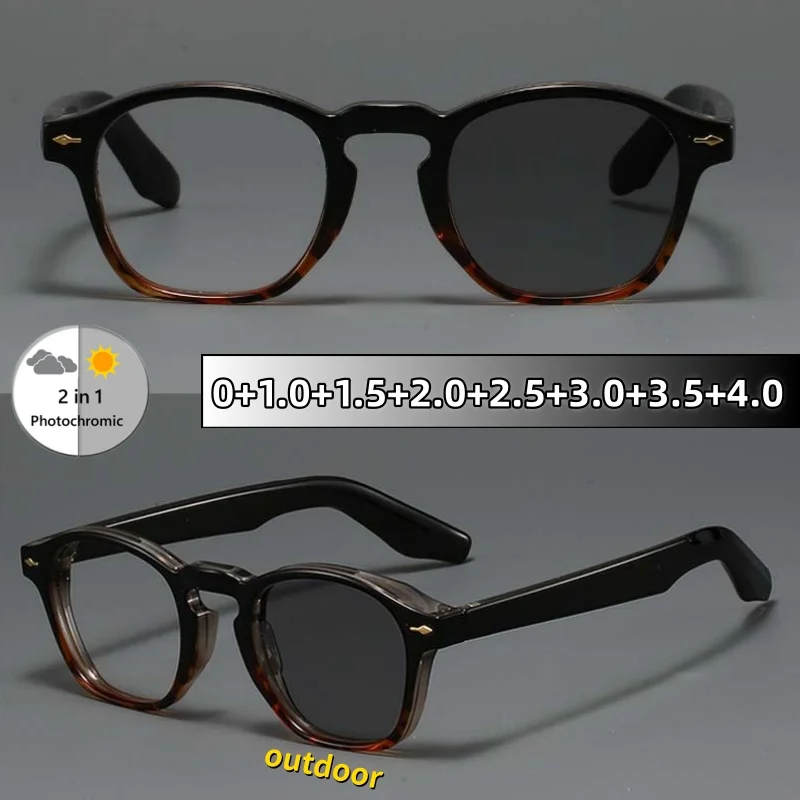 

2025 Classic Photochromic Square Reading Glasses Unisex Sturdy and Comfortable Blue Light Blocking Eyeglasses 0 To +4.0