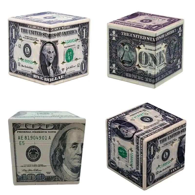 Creative 1&100 US Dollar Magic Cube Pattern Printing Professional Puzzle Speed Cube Education Children Adult Gifts Toys