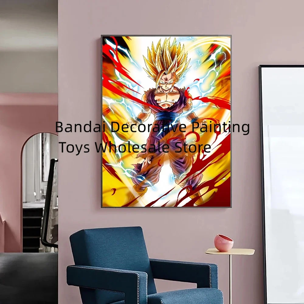 High Quality Vintage Anime Figures Dragon Ball Super Saiyan Gohan Art Canvas Painting Poster Children\\'s Bedroom Decor Picture