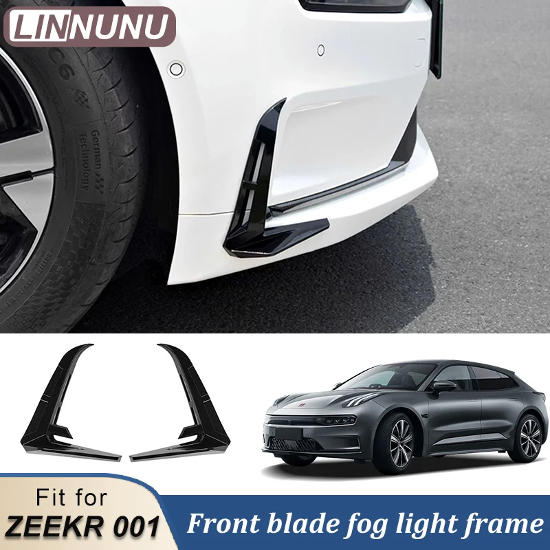 

LINNUNU Fit for ZEEKR 001 Carbon Fiber Style Front Bumper Spoiler Blade Air Knife Fog Light Decor Cover Trims Car Accessories