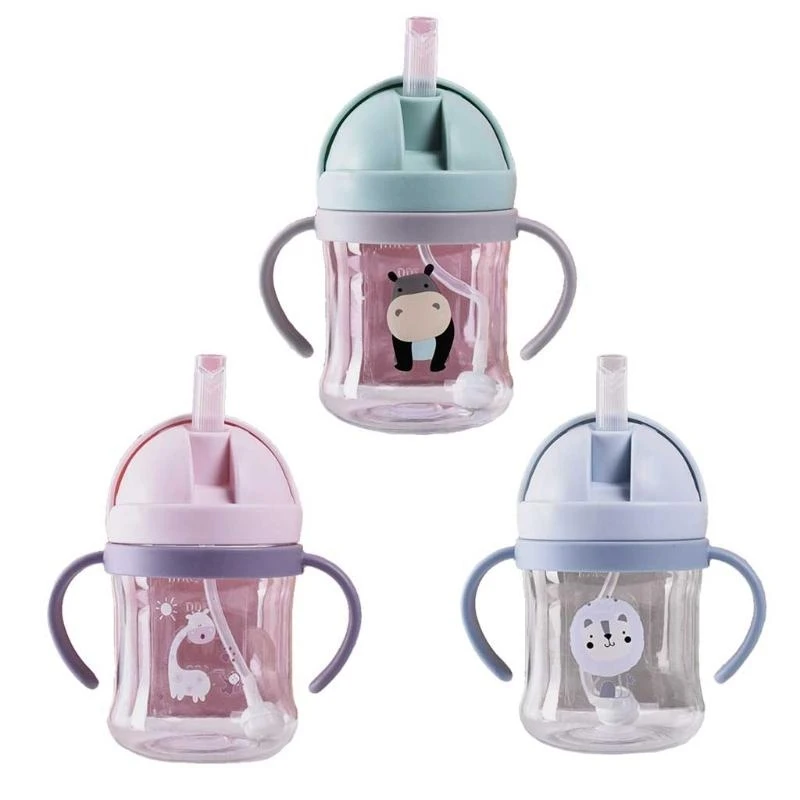 

J15U 250ml Baby Feeding Cup with Straw Children Learn Feeding Drinking Bottle Kids Training Sippy Cup Drinware