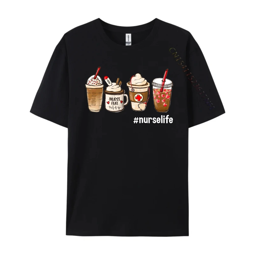 Nurse Life Funny Coffee Nurses Fuel Registered Nurse Medical Streetwear Men Fashionable and Trendy Funny T Shirts Gothic Style