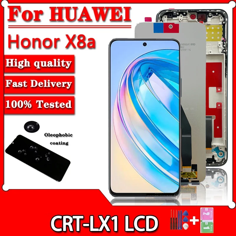 6.7\'\' New For Huawei Honor X8a LCD Display With Frame Touch Screen Digitizer Assembly HonorX8a CRT-LX1 CRT-LX2 CRT-LX3 LCD