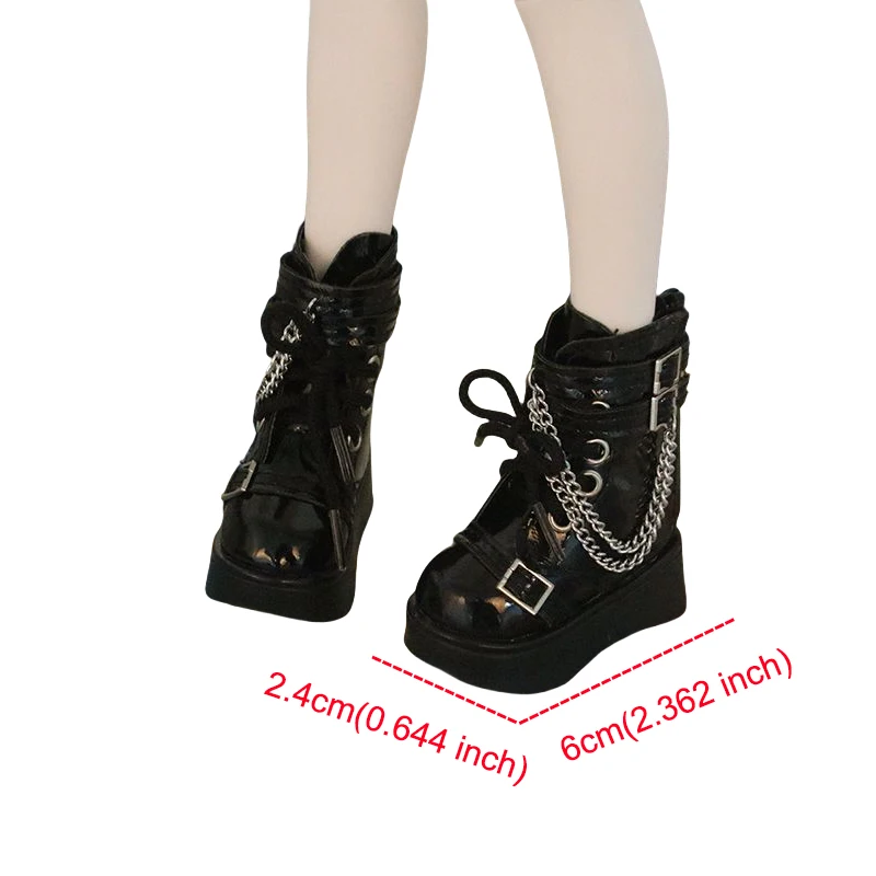Puppenschuhe für 1/4 Bjd Puppe, Größe 6 x 2,4 cm, Stiefel, schwarze Lederschuhe, Mädchenspielzeug, Anziehspielhaus, Puppenzubehör, keine Puppe