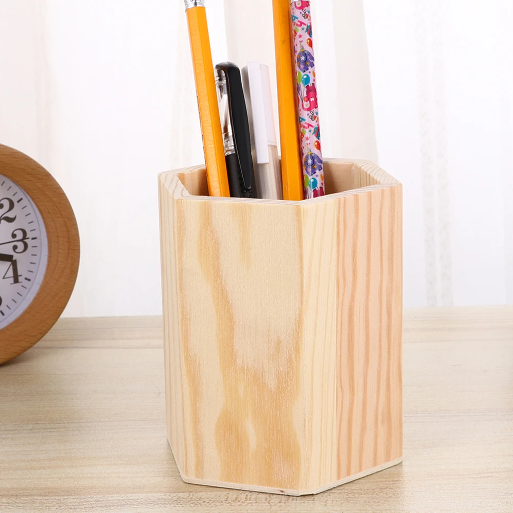 

6 Pcs Solid Wood Desk Pen Holder Office Accessories Organizer Pencil for Classroom Organization