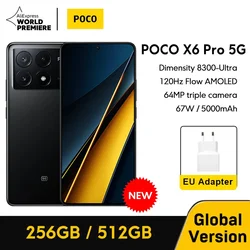 POCO X6 프로 5G 스마트폰 글로벌 버전, 6.67 인치 CrystalRes 1.5K Flow AMOLED 도트 디스플레이, MTK 8300-Ultra Mali-G615, 5000mAh, 신제품