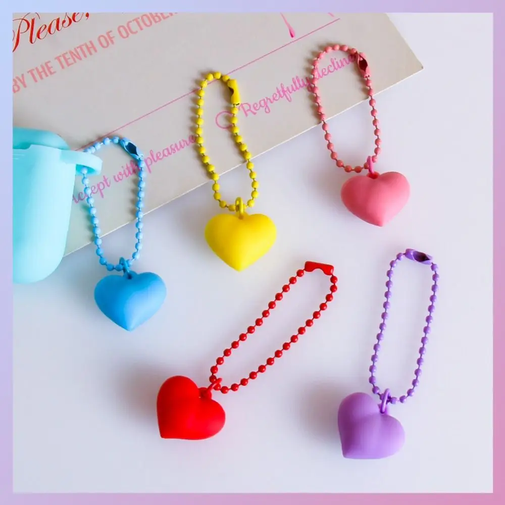 1Pc Colorful Heart Keychain Silicone Heart Keyring Candy Color Heart Pendant Y2K Korean Dopamine Sweet Key Accessory