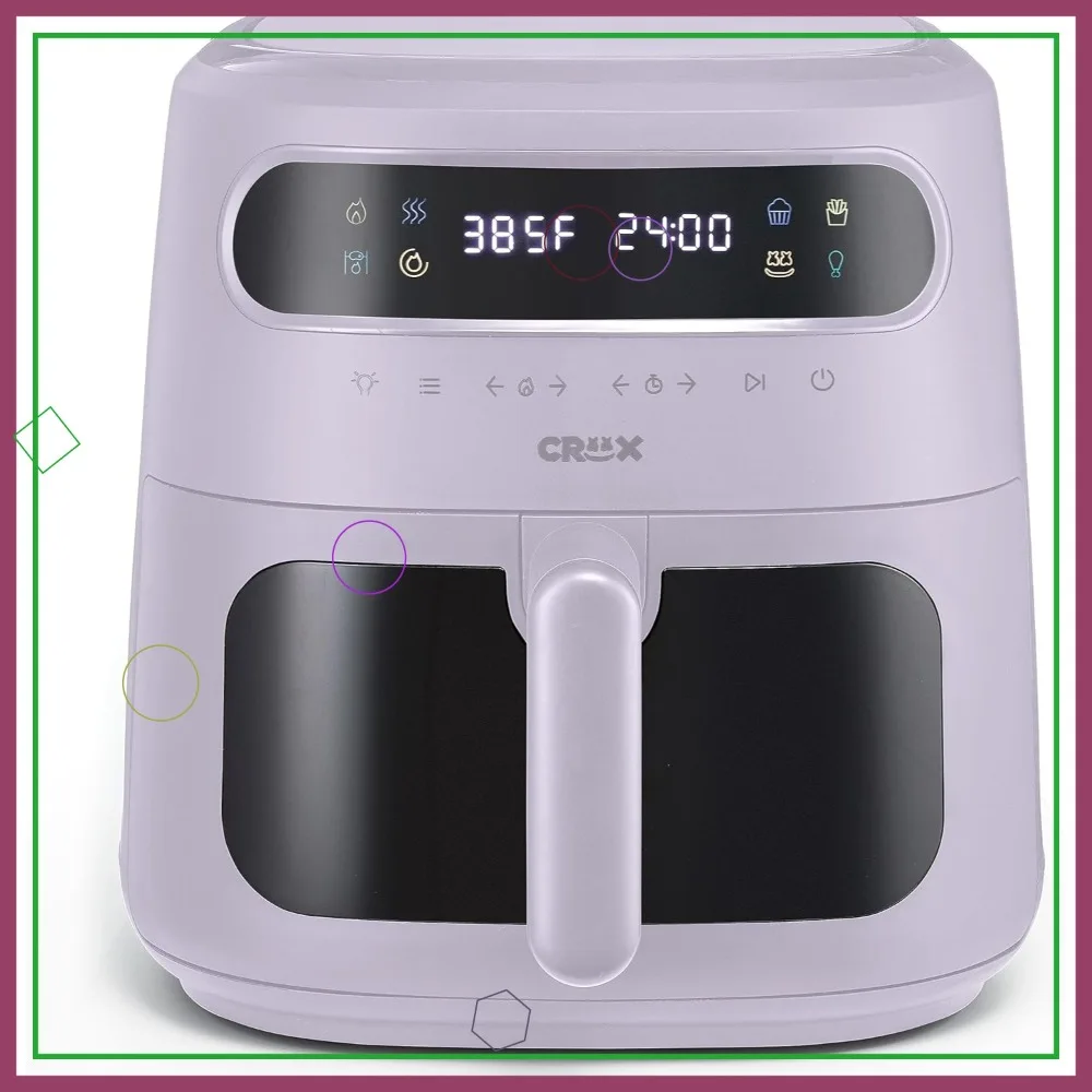 

8QT Digital Air Fryer with TurboCrisp Technology, Touch Screen, Timer, Auto Shut-off, Silicone Liner, Lavender