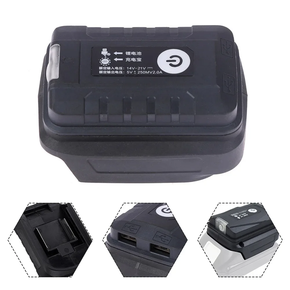 Batterijadapter met licht voor 18V Li-ionbatterij Dubbele USB-uitgang Converter Draagbare stroombron Li-on batterij Power Tool
