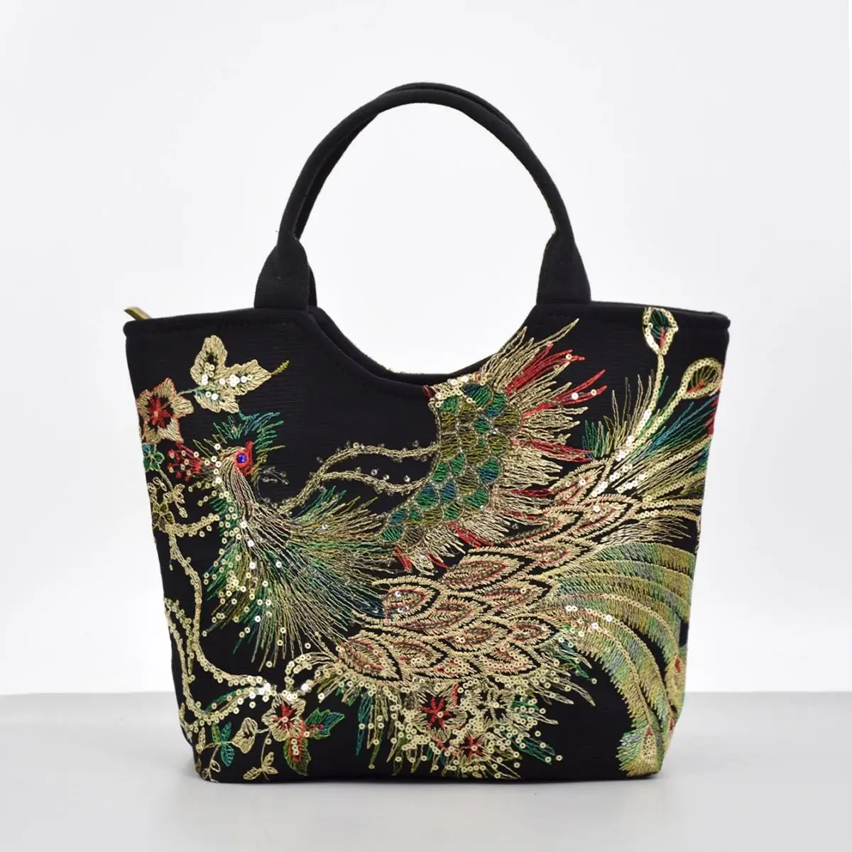 

Phoenix Sequin Embroidered Handbag 2026 New Women Ethnic Retro Cloth Shopping Bag Female Travel Handbags Phone Bag Bucket Bag