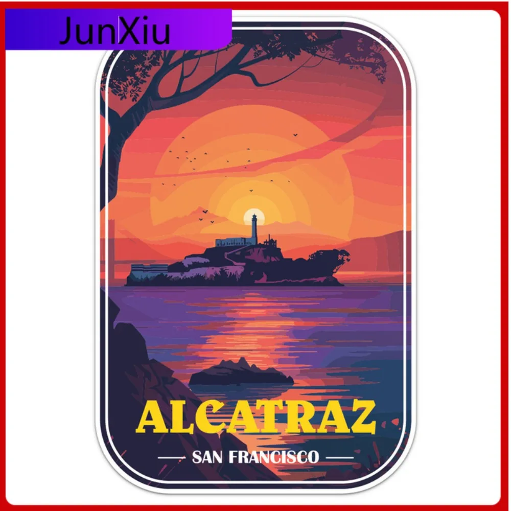 San Francisco Alcatraz Car Bumper Sticker Vinyl Decal Waterproof Vinyl Decal for Camper Van Window Sunproof