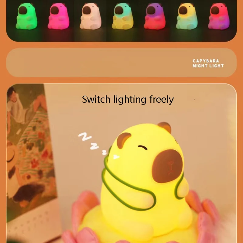 Capibala Colorful Night Pat Light Bedhead Atmosphere Cover Eye Night regalo per bambini Home Dolphin Light