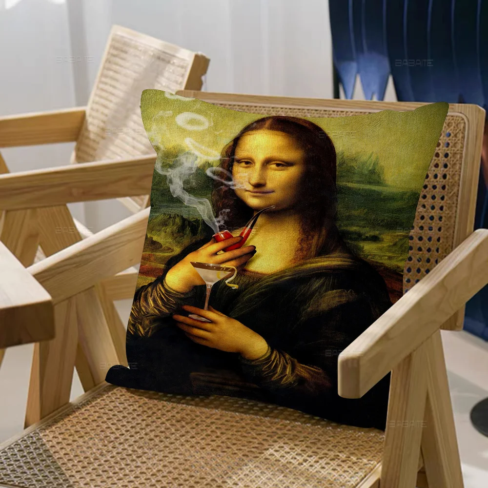 Mona Lisa Funny Cushion Cover 30x50 Polyester Sofa Cushions Decorative Throw Pillows Home Decoration Pillowcover