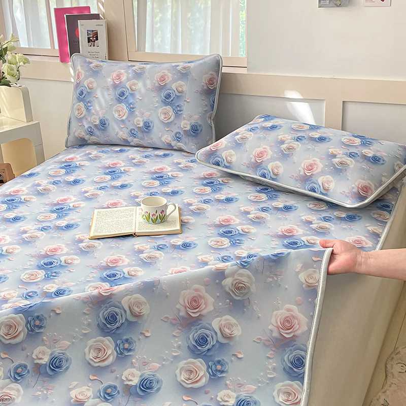 2025 جديد 5d الرقمية ثلاثي الأبعاد بارد لينة حصيرة الصيف أغطية سرير حصيرة مجموعة بارد تنفس غطاء مرتبة مع المخدة #4