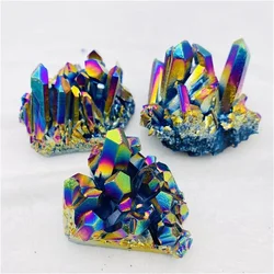 Electroplating Color High Quality Titanium Aura Quartz Crystal Cluster Iridescent Chakra Crystal For specimen decorative crafts