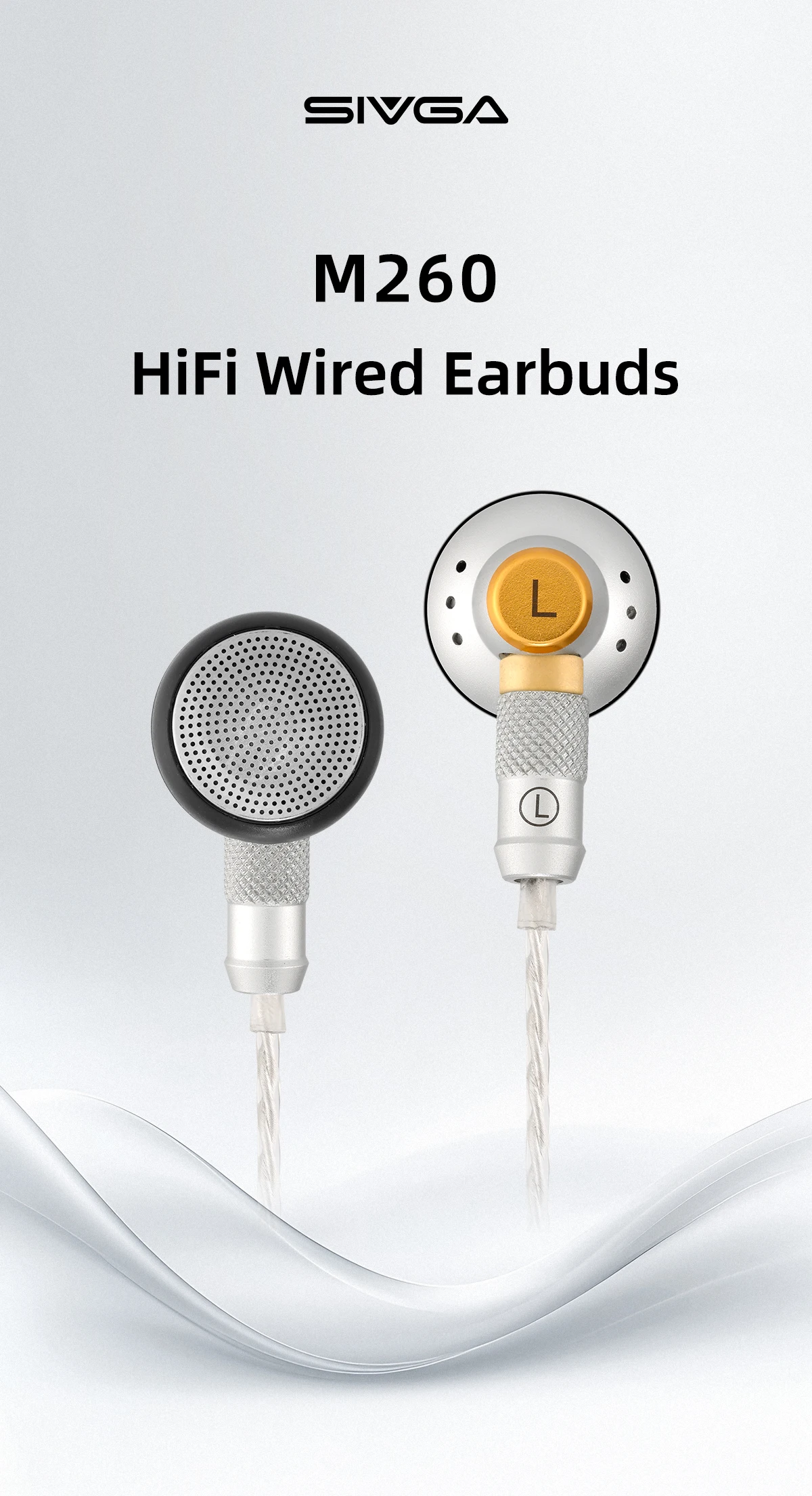 SIVGA M260 14,2mm Dynamischer Treiber HiFi Kabelgebundene Flachkopf-Ohrhörer High-Fidelity In-Ear-Kopfhörer – Detail 1