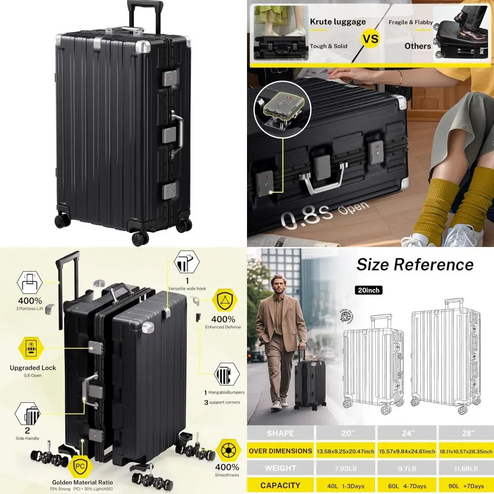 

Легкий 28-дюймовый жесткий чемодан с вращающимися колесами, алюминиевой рамой, замком TSA, конструкцией без молнии, багаж для путешествий