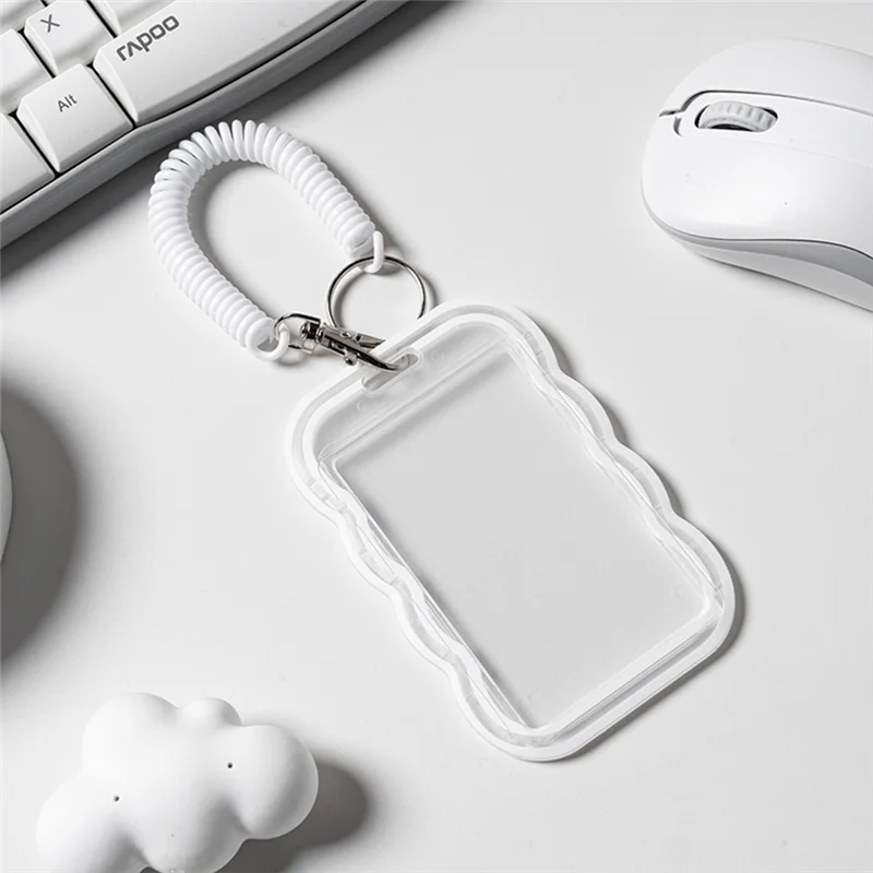 

AED6-4PCS Wave Transparent Card Holder With Lanyard For Bus Card Protection Cover, Meal Card Cover, Student ID Cover