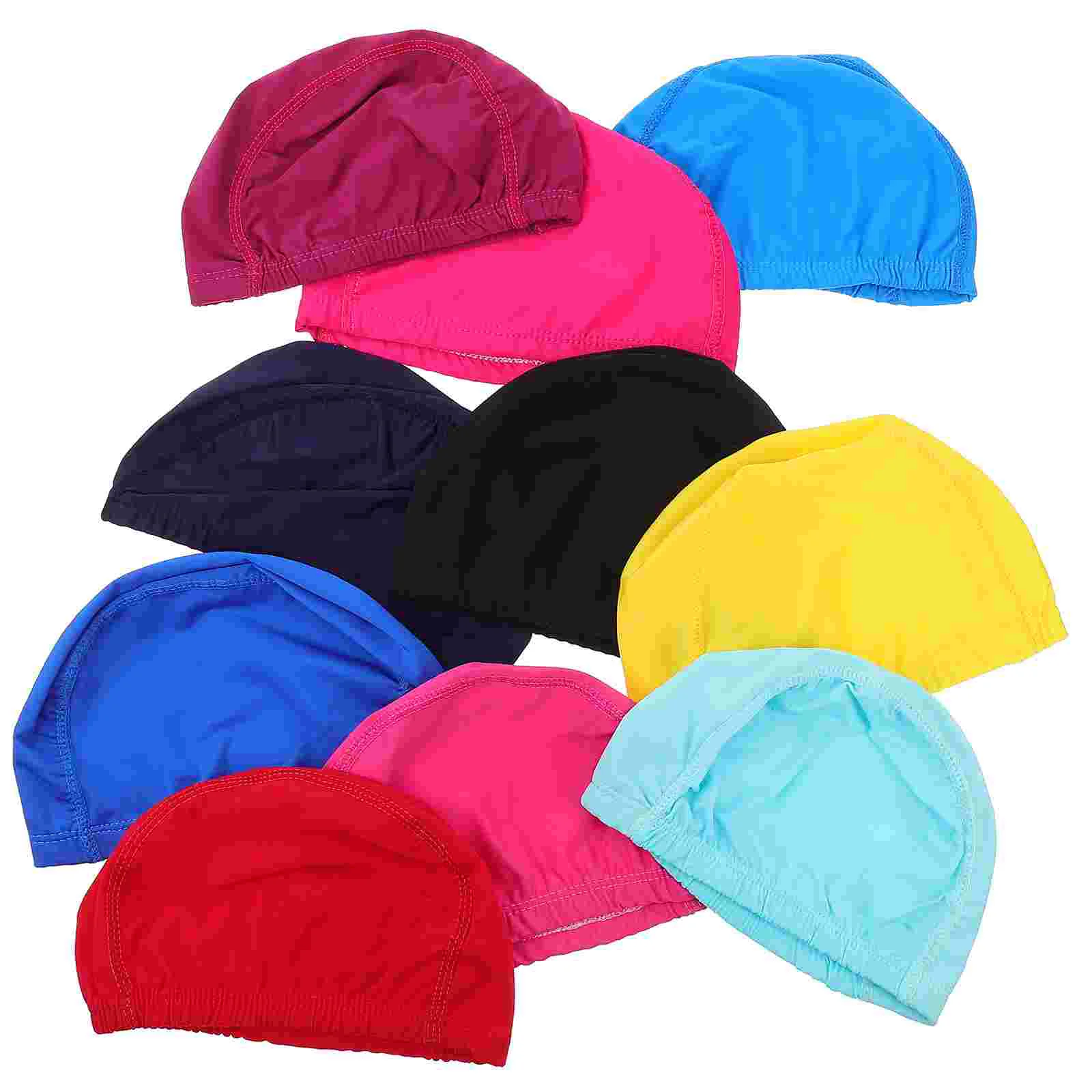 

10 Pcs Solid Color Swimming Capming Cap Elastic Caps Shower Goodies for Kids Breathable Hat Women Hair Protector Cloth Ear