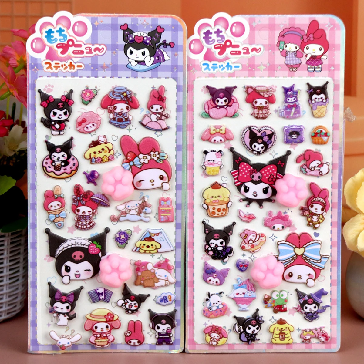 Sanrio doux pincé heureux doux mignon chat griffe décompression autocollant bulle autocollant coque de téléphone décoration autocollant
