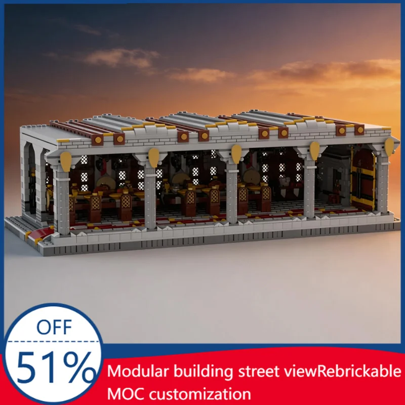4748 PCS Medieval Architecture City Street Scene Dining Hall Decorate MOC Building Block Model Children Diy Toys Birthday Gifts