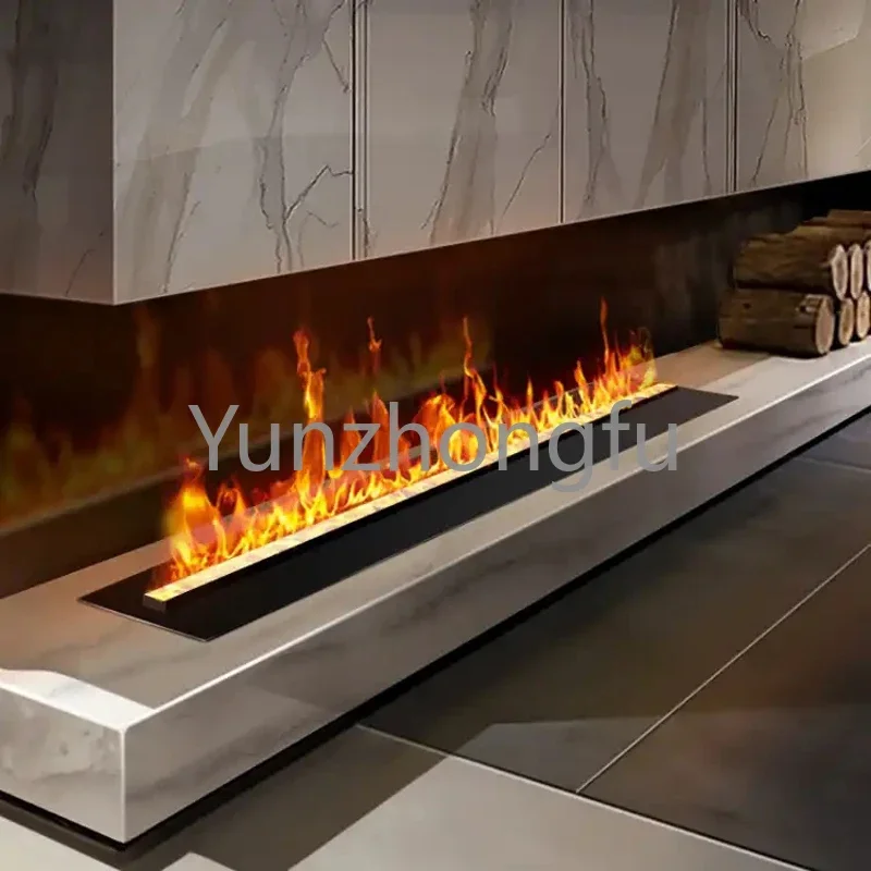 Customize Modern 0.8~2m RGBW 3D Water Vapor Fireplace Touchable Flames 64 Color Electric Steam Led Atomizing Fireplace