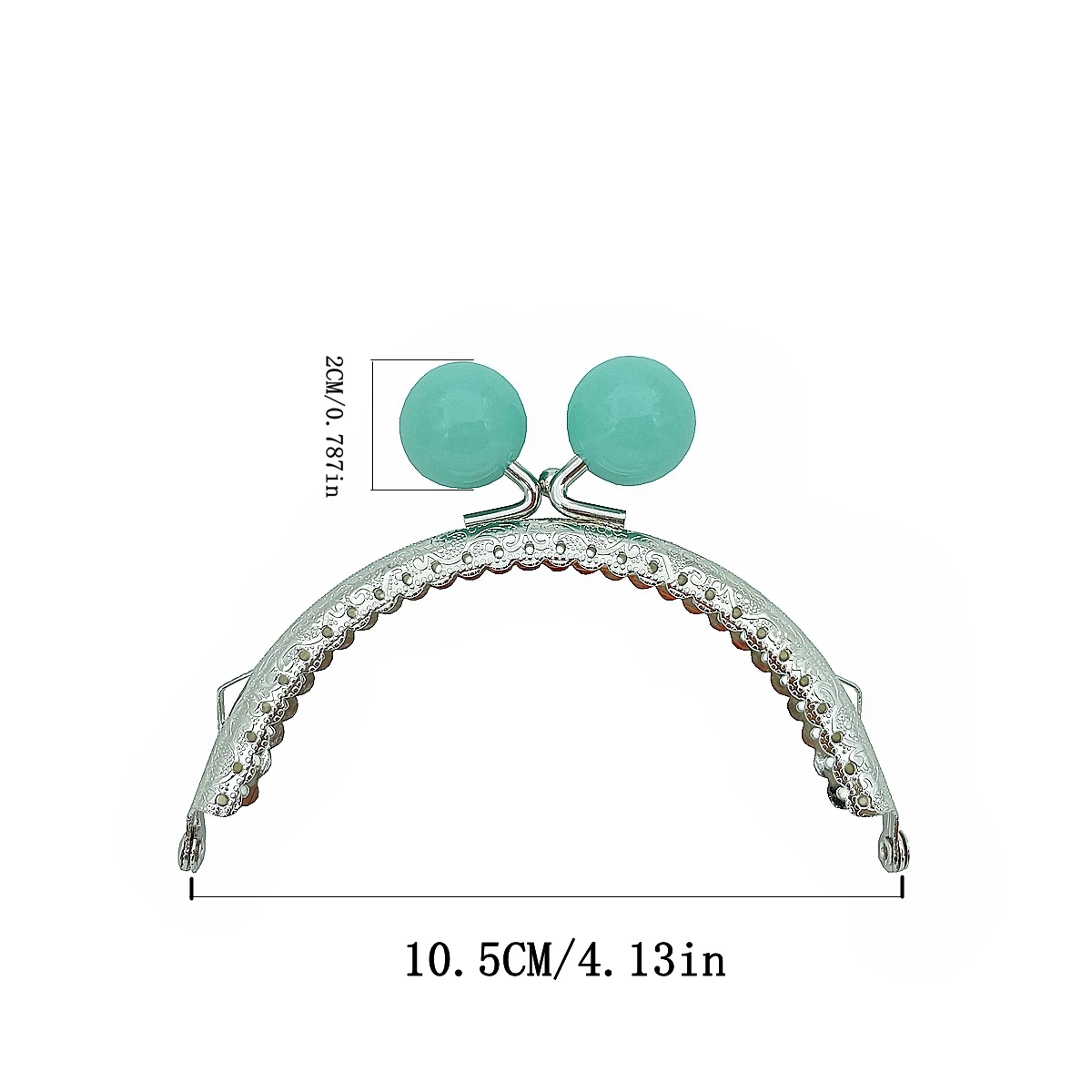 10.5CM Candy Beads Semicircle Embossing Lace Silver Meta Purse Frame Kiss Lock Clasp For Bag Clutch Bag Frame DIY Access