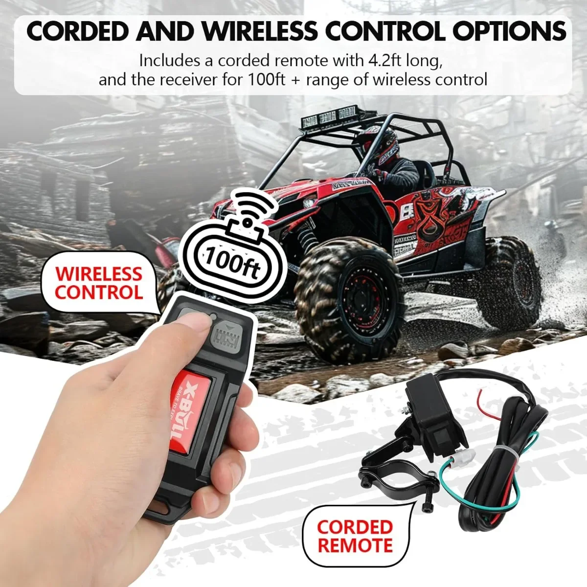 6000LBS Heavy Duty Boat Winch, Waterproof with Synthetic Rope. Features Automatic Brake for Safe Hauling.