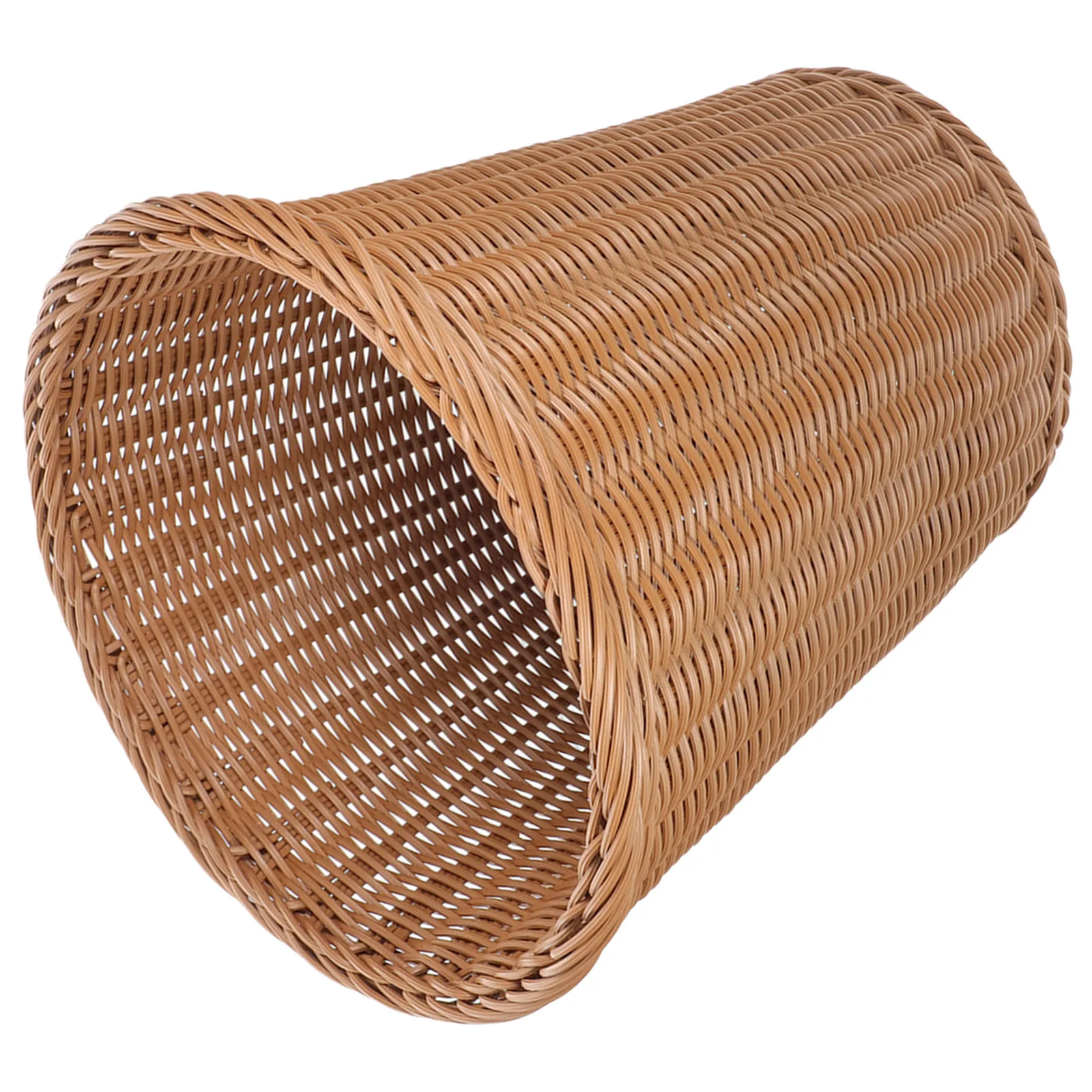 

1Pcs Beige Simulation Rattan Woven Trash Container Rustproof Iron Material Compact Lightweight Household Waste Basket for Indoor