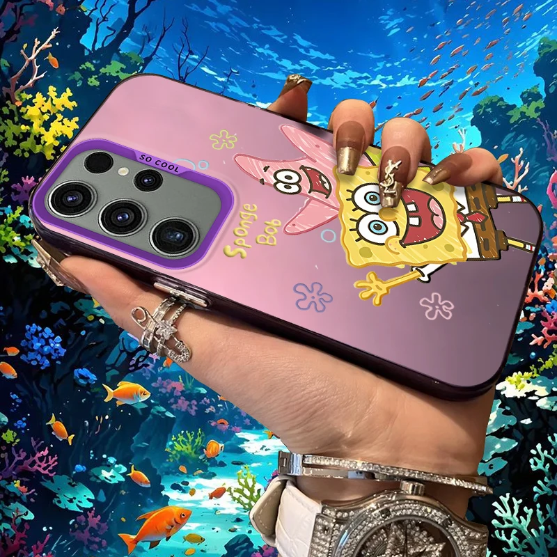 

Матовый чехол S-SpongeBobs для Samsung Galaxy S25 S24 S23 S22 Ultra S21 Plus S20 FE A73 A72 A71 A56 A55 A54 A53 A52 Акриловый чехол