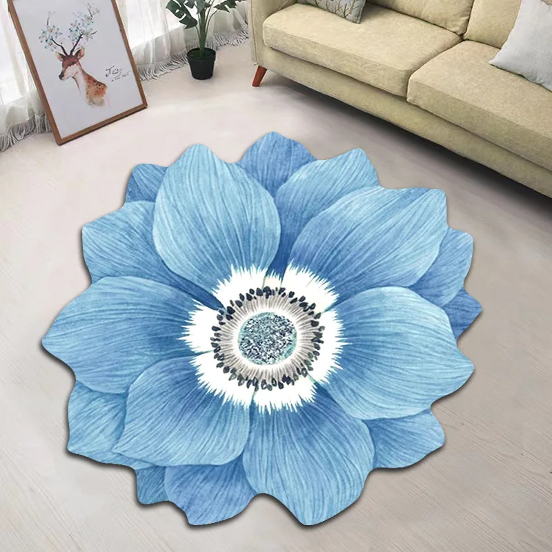 Simple Flower Shape Easy Care Living Room Carpet Large Area Nonslip Dirt Resistant Bedroom Rug Washable Household Absorbent Rugs