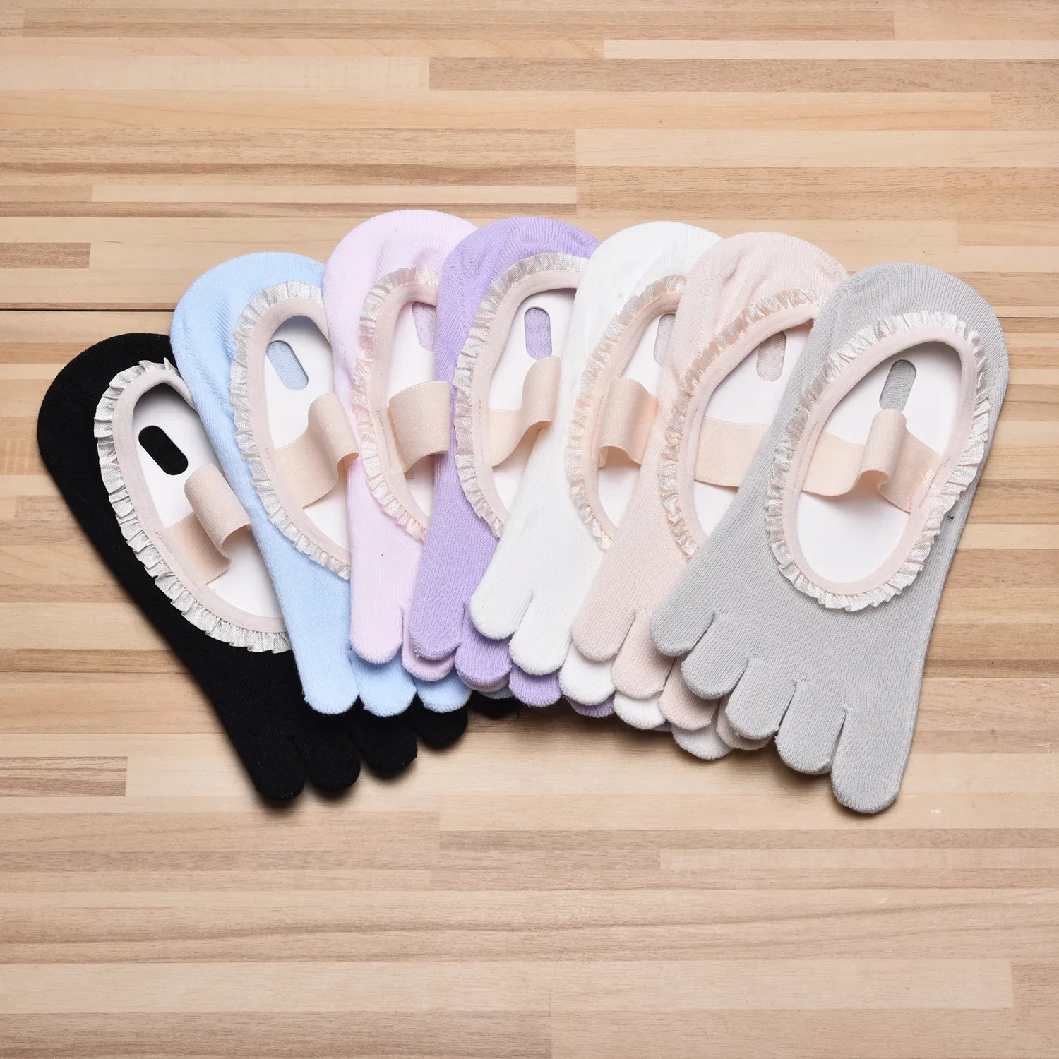 Female Bandage Non-Slip Yoga Socks Breathable Cotton Five Toes Pilates Sock Ballet Dance Fitness Exercise Sport Sock Slippers