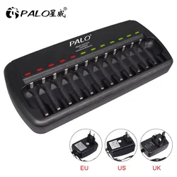 PALO 6/8/12/16/24 slots Fast Smart Intelligent charger AA AAA battery charger for 1.2V AA AAA NiMH NiCD rechargeable battery